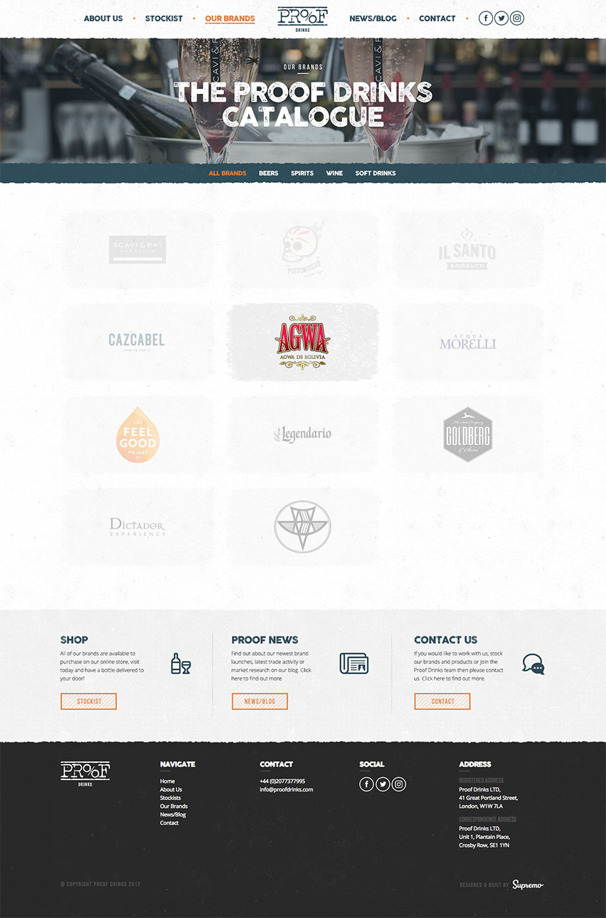 Proof Drinks Desktop Brands Screenshot