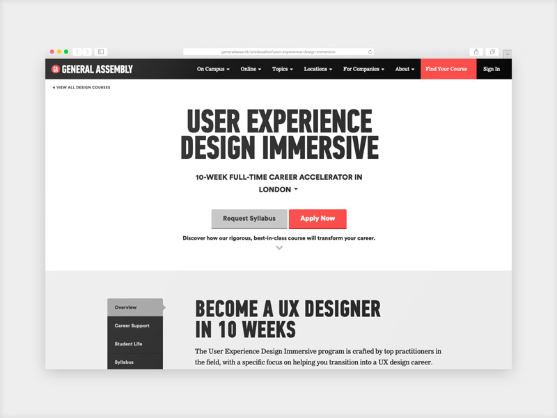 General Assembly User Experience Design courses