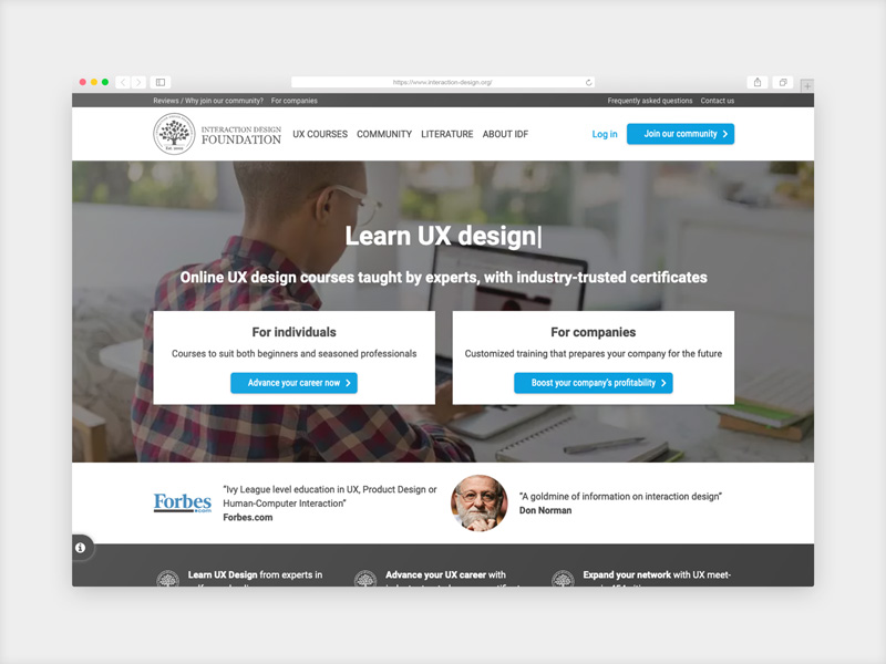 Interaction Design Foundation User Experience Design courses