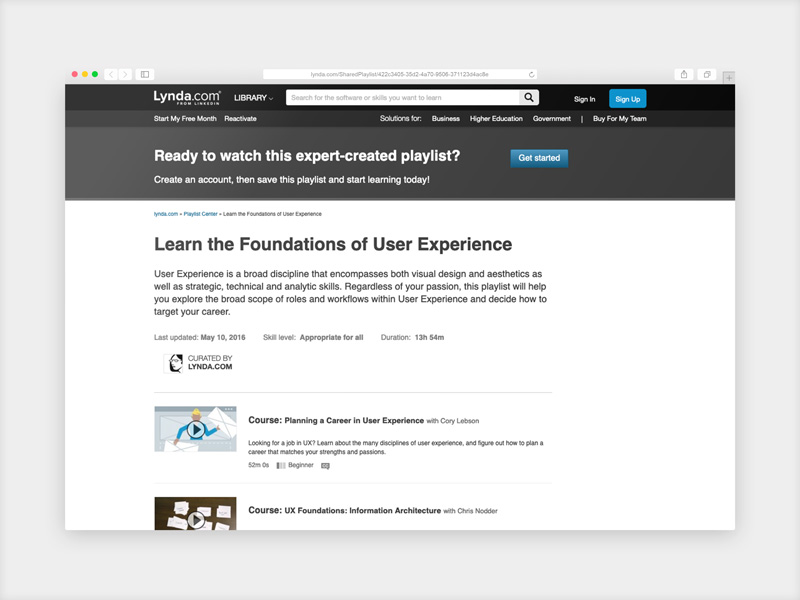 Lynda.com User Experience Foundations course