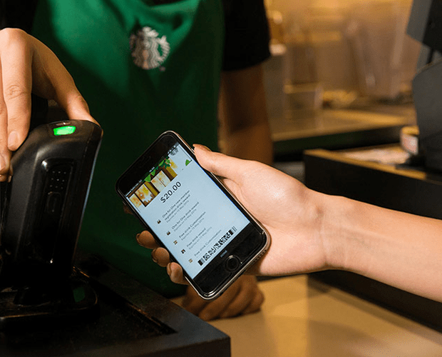 Starbucks app being scanned at till