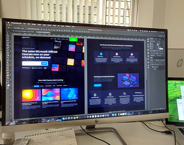 Photoshop design on big screen