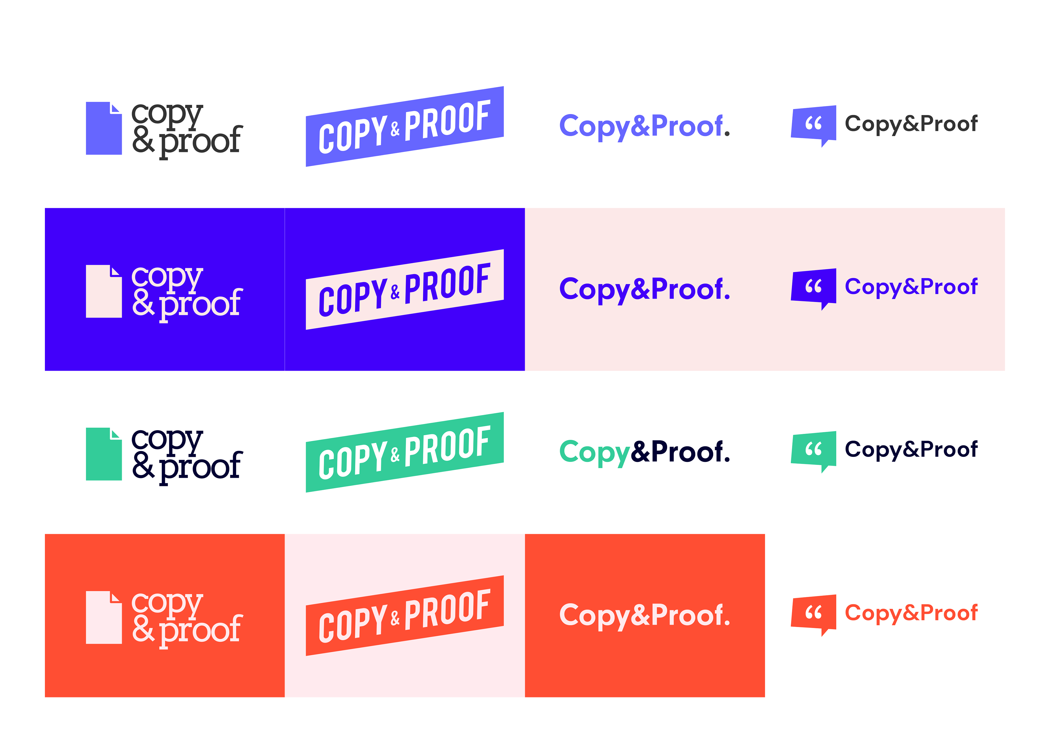 An updated version of the Copy and Proof logo with colours and new fonts