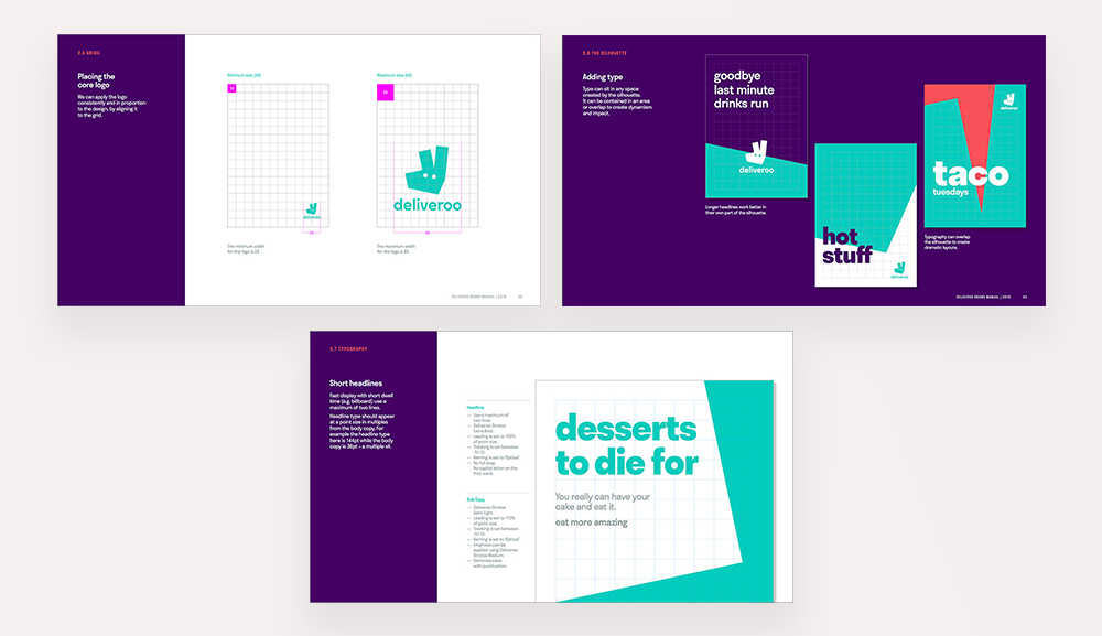 Pictures showing how Deliveroo place their text and images for content