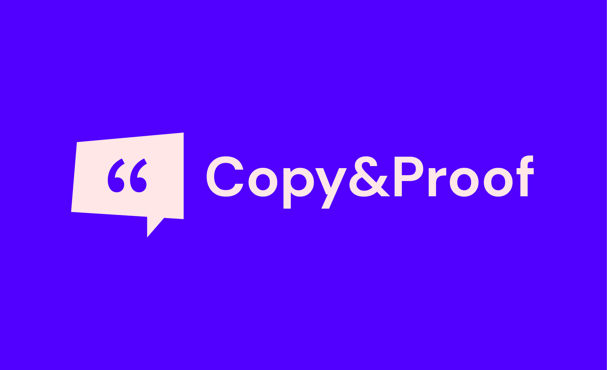 Final version of the Copy and Proof logo with a blue background and white text