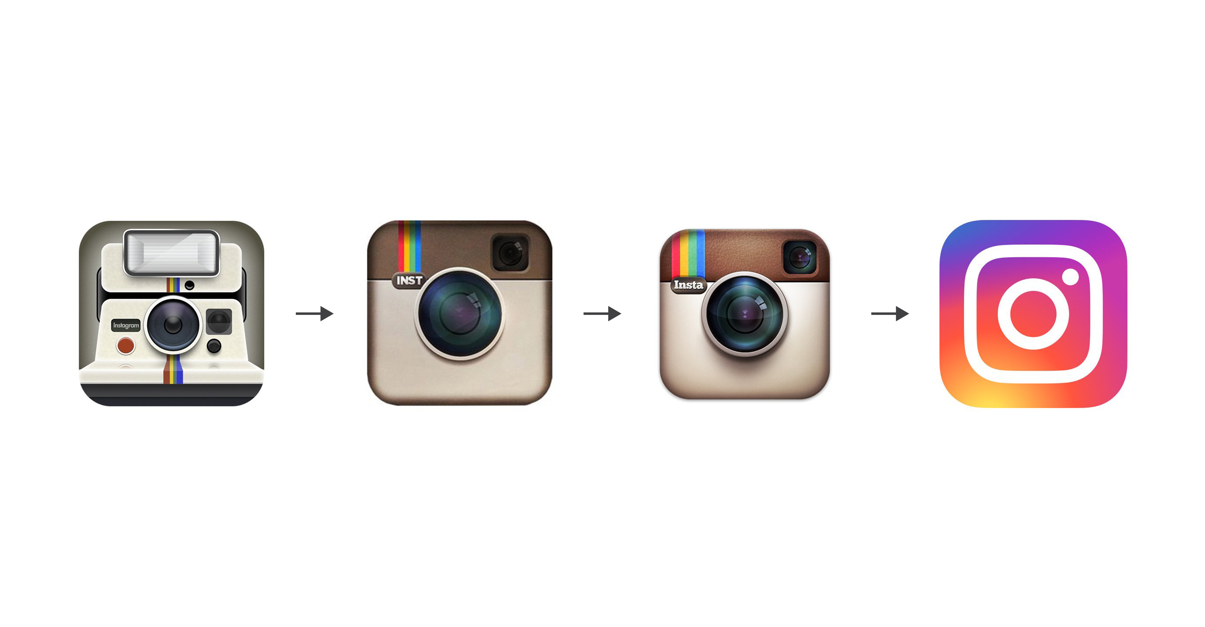 A picture showing the four changes to the instagram logo